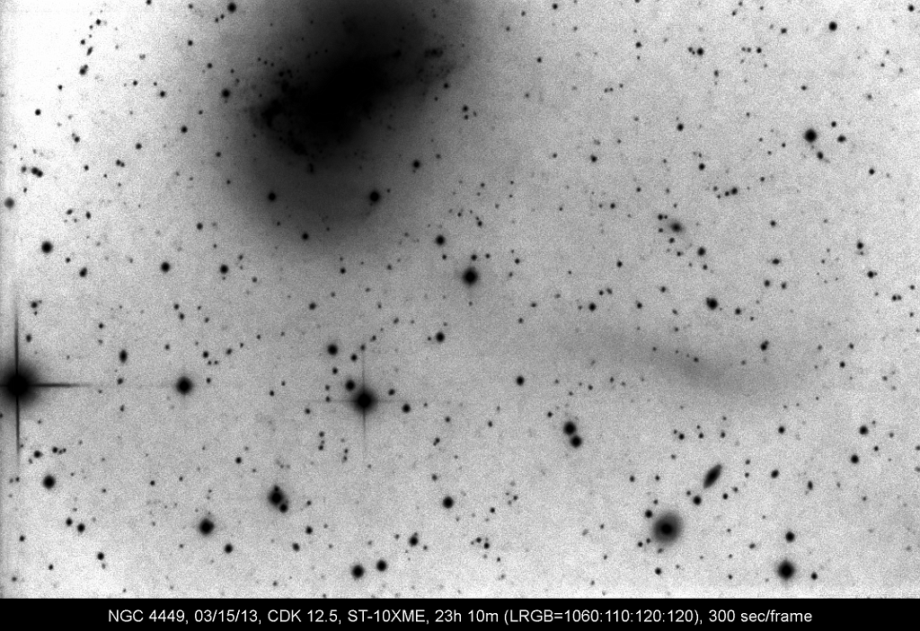 28 NGC 4449 (inverted).png - The stream is much more apparent in this black and white rendition of the area.